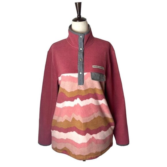 Simply Southern Pink Classic Mountain Fleece Quarter Snap Pullover Top Size S - Picture 2 of 10